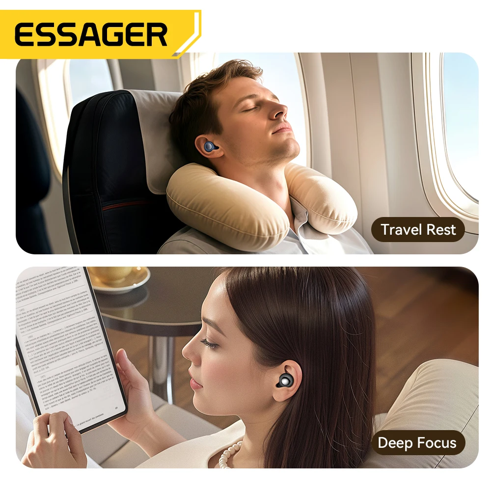 ESSAGER Tapones para los oídos con cancelación de ruido para dormir Tapones para los oídos de silicona suave para dormir Auriculares con reducción de ruido para dormir Trabajo Estudio Viajes - imagen 4