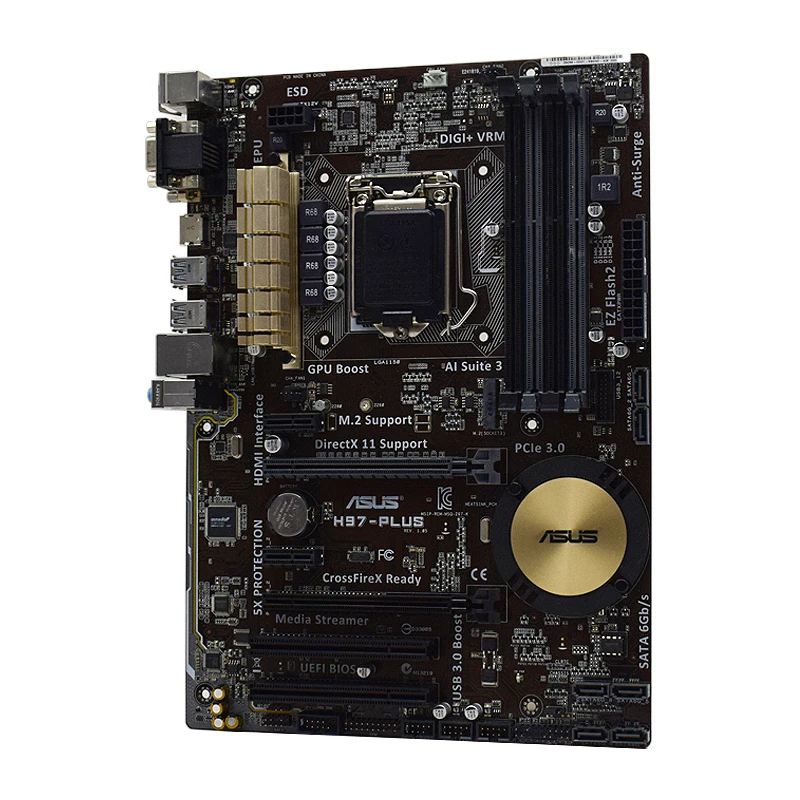 ASUS-placa base H97-PLUS Intel H97, LGA 1150, compatible con procesadores Intel i3 i5 i7 de 4 ranuras de RAM, máx. 32GB, DDR3 - imagen 4