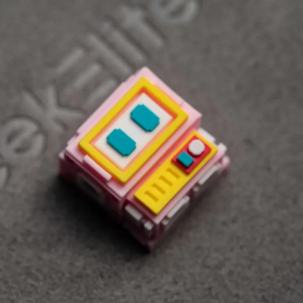 Bonitos teclas Retro, Robot rosa, teclas de teclado mecánico, accesorios, teclas personalizadas de resina de dibujos animados de color amarillo y rosa, regalo para niñas