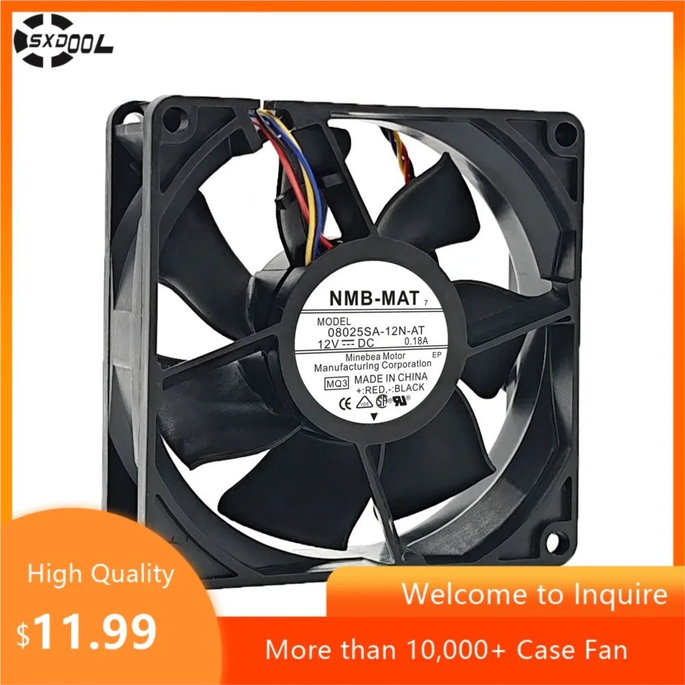 para NMB 08025SA-12N-AT: Ventilador silencioso de 80 x 80 x 25 mm de 12 V CC (0,18 A, 3100 RPM, 41 CFM+) de bajo ruido