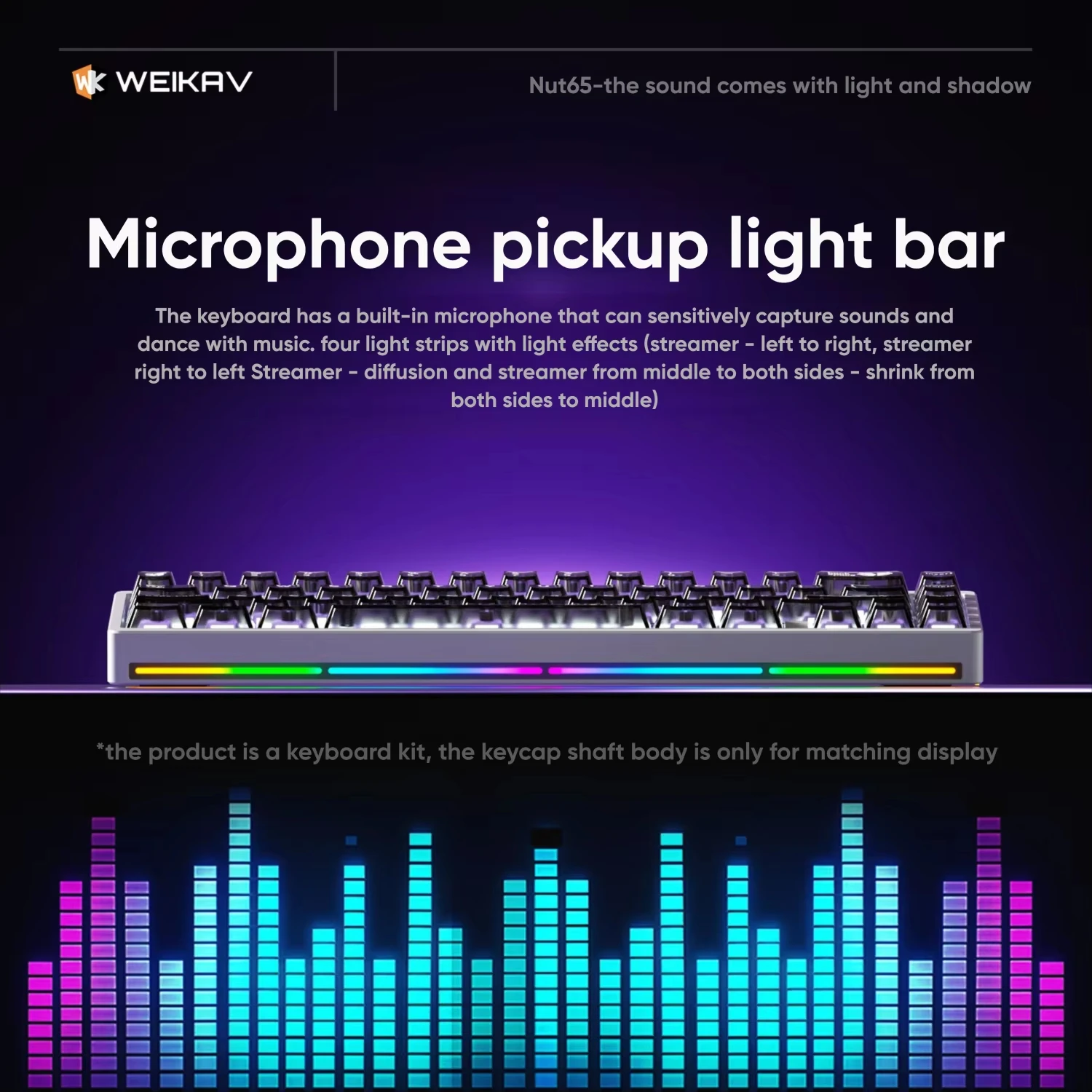 Weikav Lucky65 V3 NUT65 Kit de teclado mecánico inalámbrico de aluminio 65% diseño RGB BT 2,4G teclado de juego con cable desmontaje rápido - imagen 2