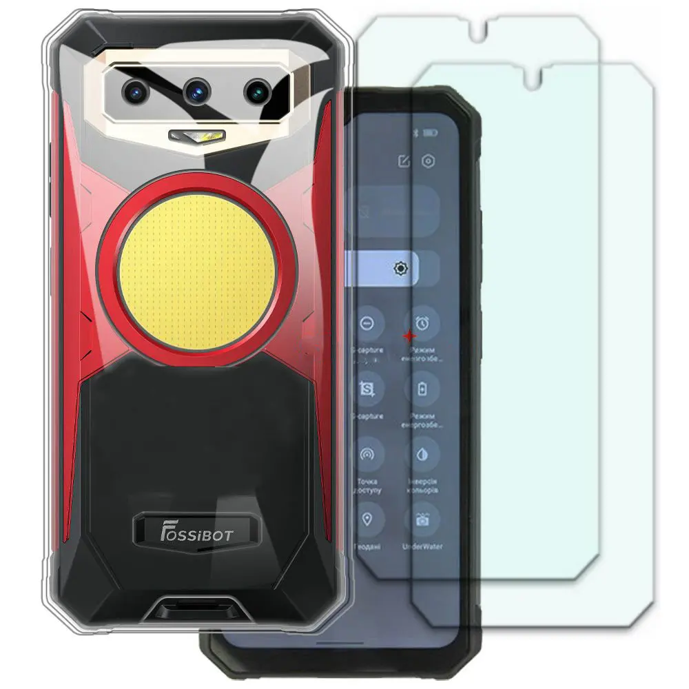 Funda protectora 3 en 1 para Fossibot F102, protector de pantalla de vidrio templado para Fossibot F102, película de teléfono - imagen 2