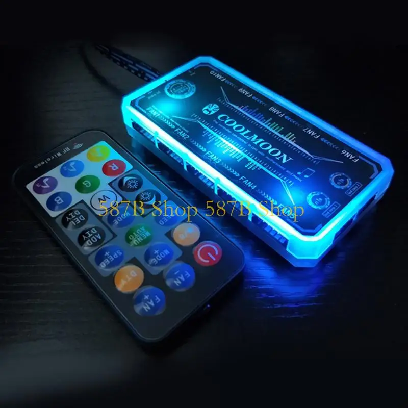 587B Coolmoon RGB Remote Controller para 12V 5A LED Color Ventilador inteligente Ventilador 60W 6PIN Puerto ventilador - imagen 5