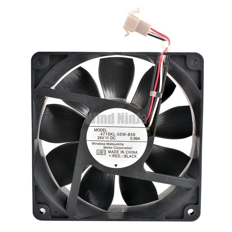 Ventilador de refrigeración de alta velocidad de 12cm/120mm 4715KL-05W-B59 DC24V 0.99A rodamiento de bolas doble para convertidor de frecuencia de servidor 120x120x38mm