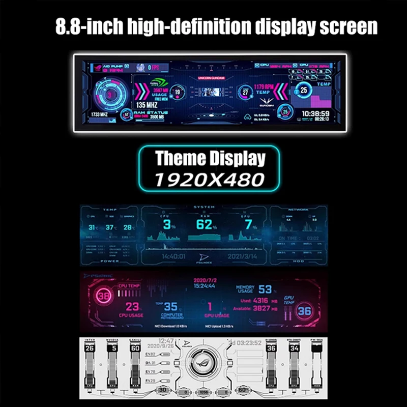 Pantalla LCD IPS personalizada para ordenador Jonsbo D30 o D31 Csae, pantalla de monitoreo dinámico DIY 1920X480 - imagen 3