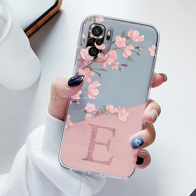 Para Poco M5S PocoM5S funda de teléfono flor alfabeto letra cubierta suave silicona transparente parachoques pareja Fundas para Poco M5S Shell - imagen 4