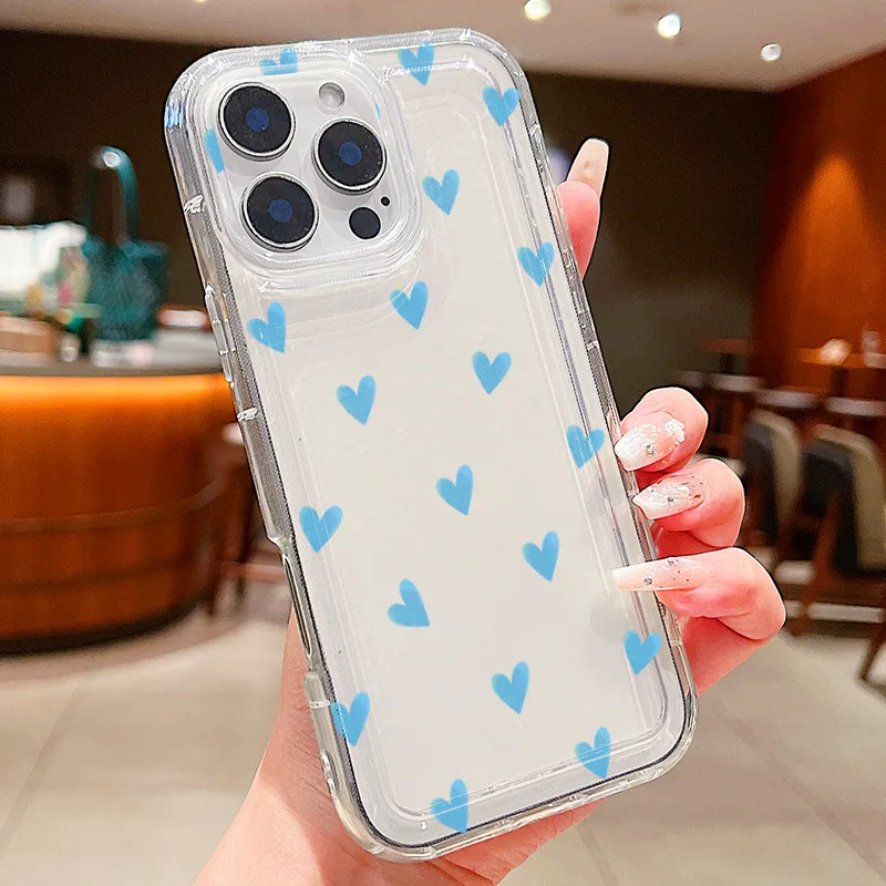Funda de teléfono transparente estética con sello de corazón para iPhone 17 16 15 11 12 13 14 Pro Max 16E 17 Air 15 Plus, funda transparente suave, regalo para niñas - imagen 4