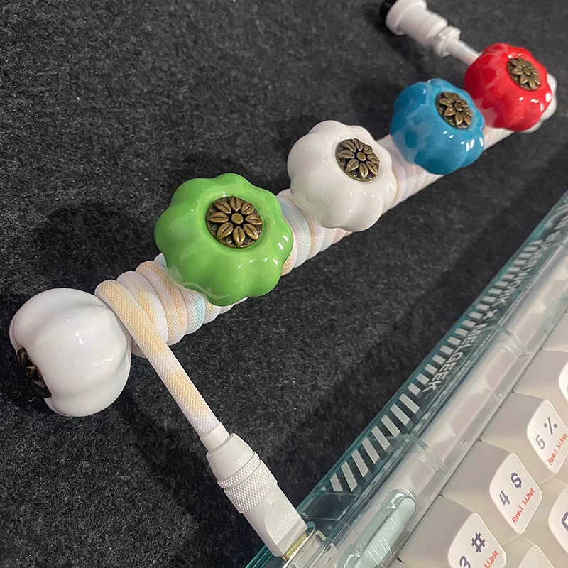 Cable de teclado en espiral tipo calabaza Original, 15CM, 18CM, carrete de varilla de peso, protección rodante, bobinado, varilla fija, poste de gestión de Color