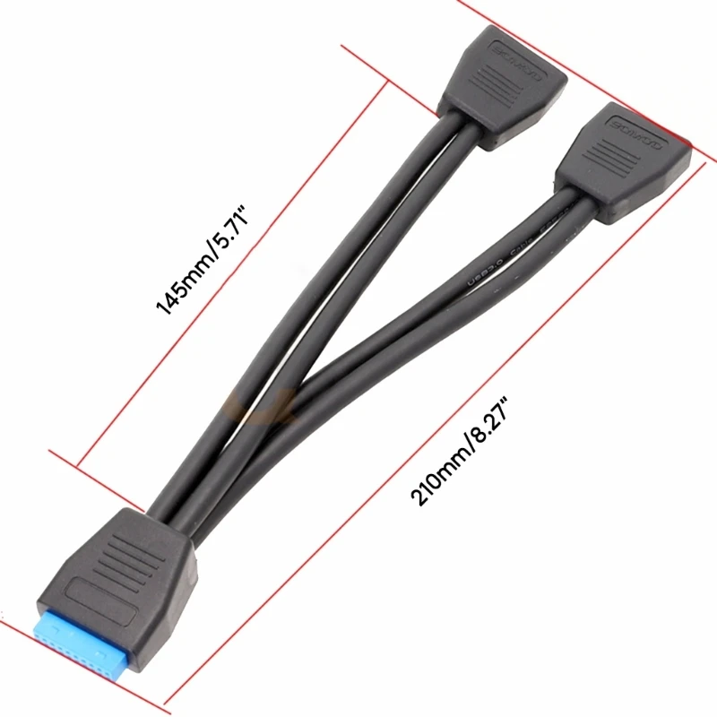1PC pequeño Mini USB 3,0 19Pin/20Pin 1 2 Cable divisor para placa base - imagen 4