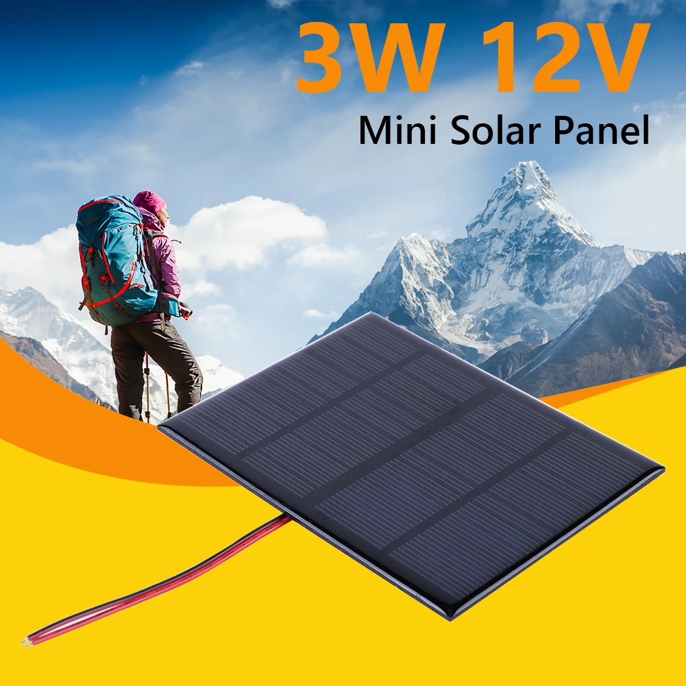 Panel Solar portátil de 1/2 piezas, 3W, 12V, módulo de celda pequeña, placa de polisilicio para exteriores, cargador Solar para batería de 9-12V, teléfono móvil - imagen 2