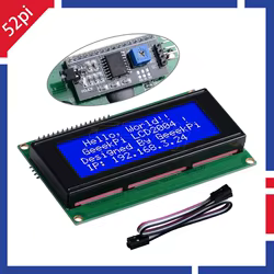 Módulo de pantalla LCD serie 52Pi IIC I2C TWI 2004 20x4 con adaptador de interfaz I2C retroiluminación azul