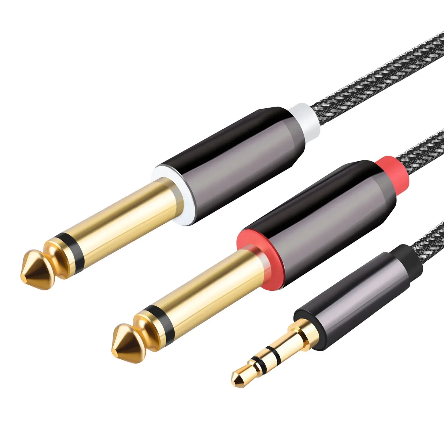 Cable TRS de 3,5mm a doble 6,5mm, adaptador auxiliar, Cable de Audio, conector 6,5 a conector estéreo 3,5 para amplificador mezclador, altavoz, adaptador de 6,35mm - imagen 3