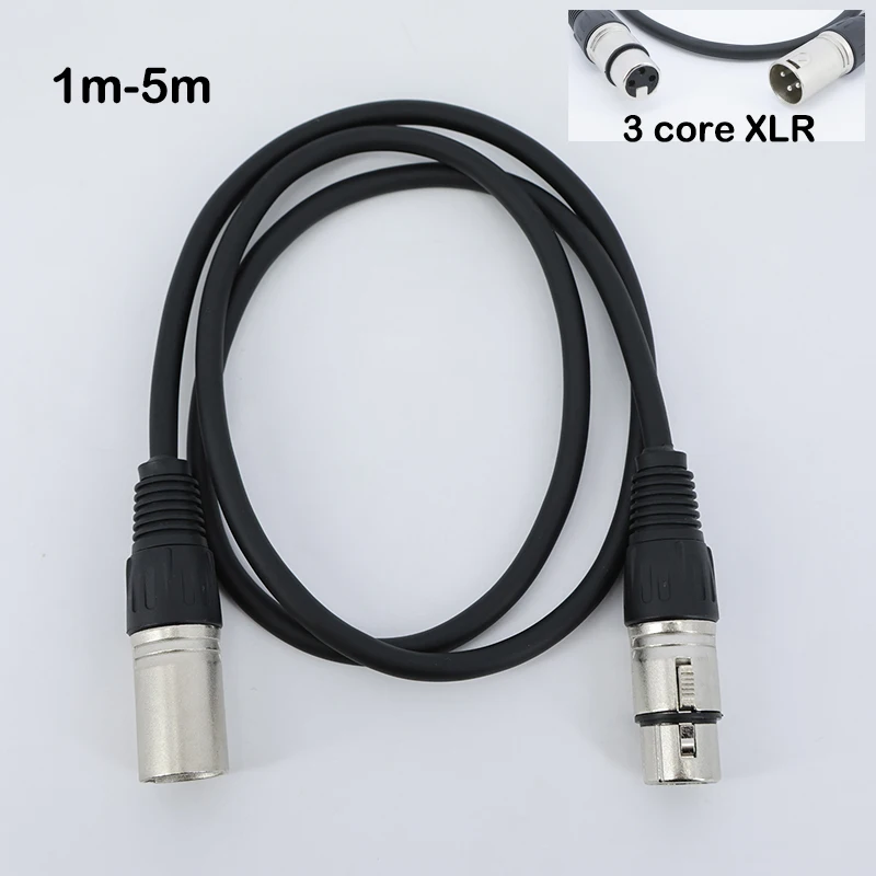 Cable de extensión xlr macho a hembra, 1m, 1,8 m, 3 metros, 5m, 3 pines, salida y entrada de Audio, aplicable al micrófono KTV, cable de conexión XLR de 3 núcleos