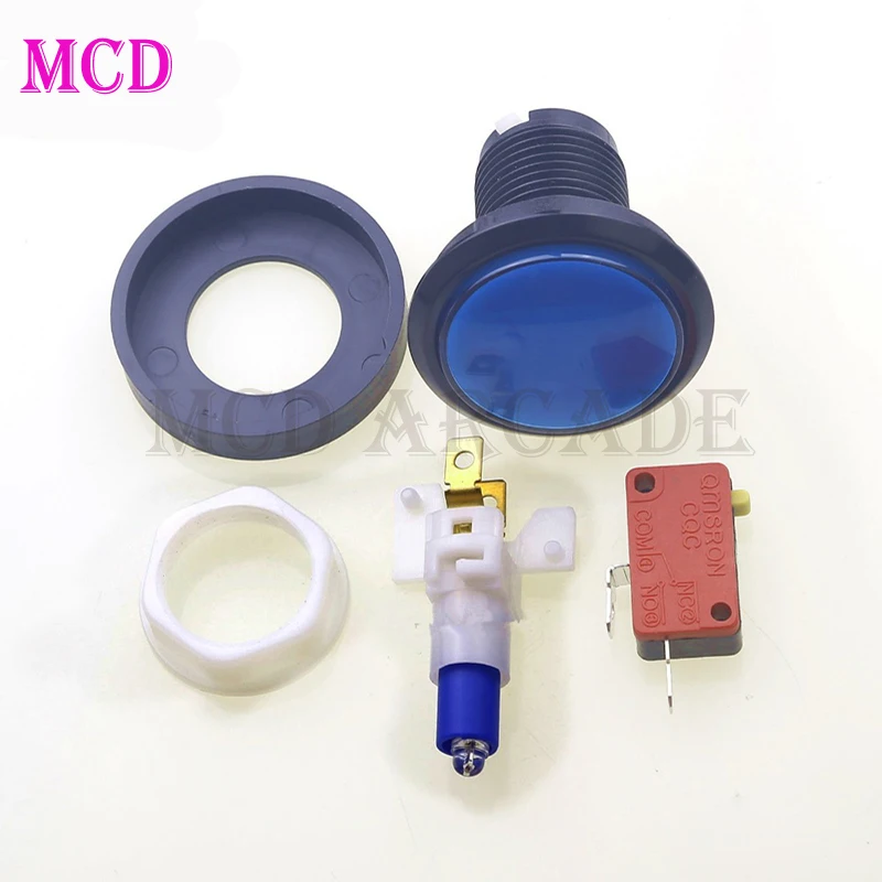 Botón de Arcade de 46mm para niños, luz LED de 12V/5V, interruptor de UDS redondo grande, consola de juegos DIY, 10 botones planos por lote - imagen 5