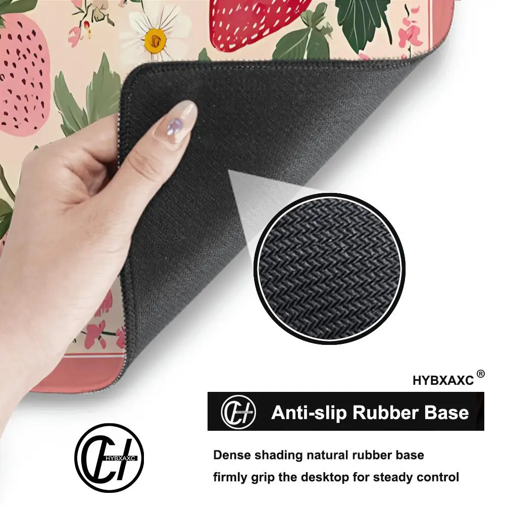 Alfombrilla de ratón con diseño de fresa, accesorios de escritorio de PC antideslizantes de goma grande, alfombrilla decorativa para teclado de oficina y jugadores - imagen 2