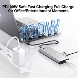 Hub USB-C 8 en 1 para SSD M.2 SATA/NVMe con HDMI 4K