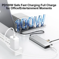 Hub USB-C 8 en 1 para SSD M.2 SATA/NVMe con HDMI 4K
