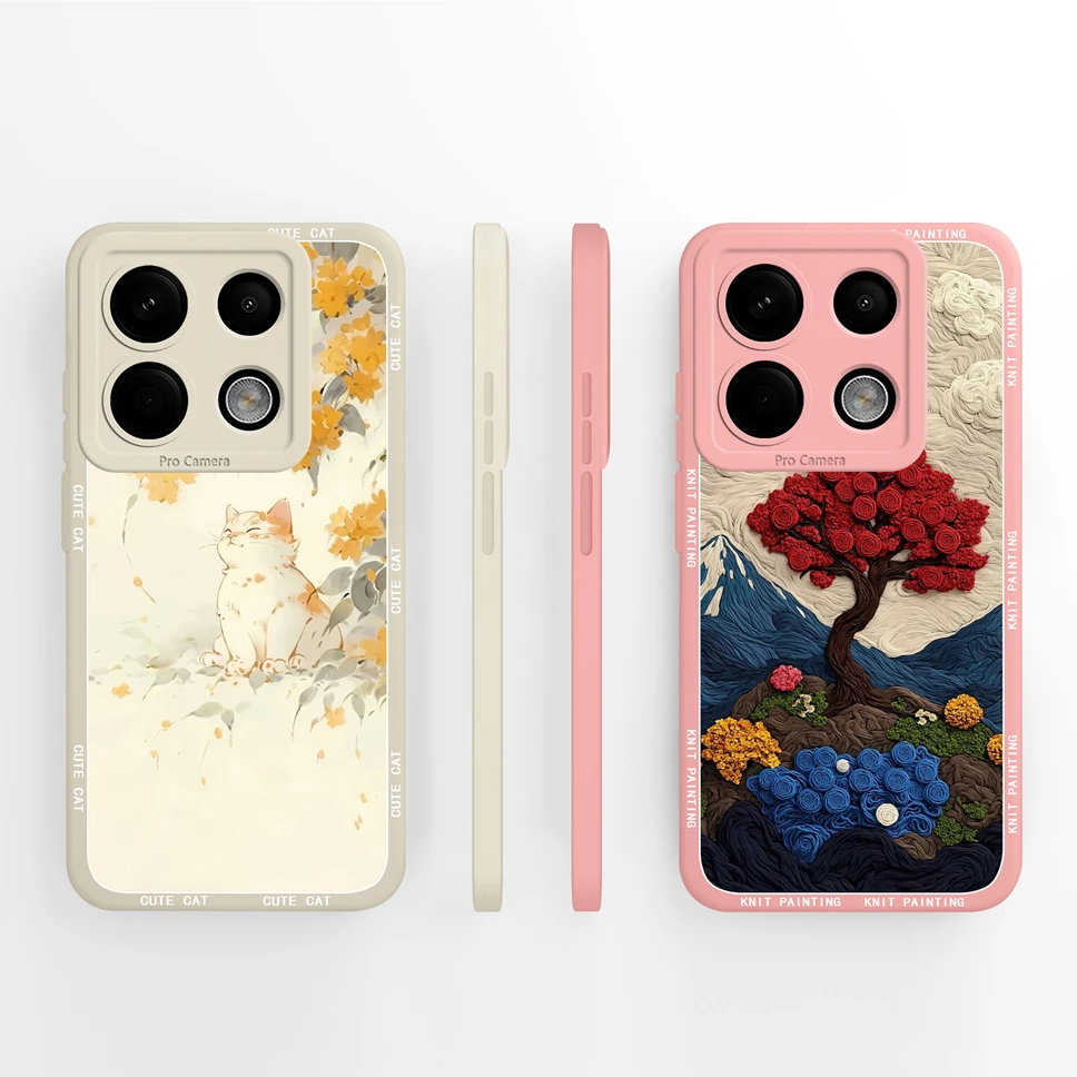 Para Xiaomi Poco X6 Pro 5G funda de teléfono patrones de plantas abstractas cubierta de protección completa para Poco X 6 carcasa de silicona líquida suave Capa - imagen 4