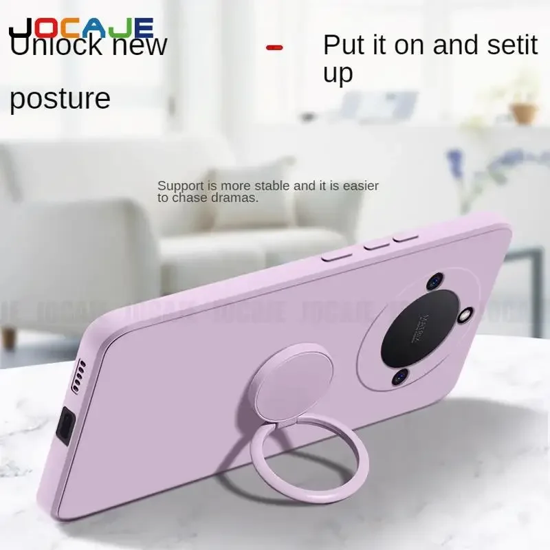 Para Honor X9D X70 funda de teléfono con soporte de anillo de silicona líquida para Huawei Honor X 9D X 70 funda suave de TPU a prueba de golpes con cordón - imagen 5