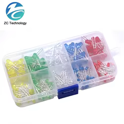 Kit de Led de 3MM y 5MM con caja, surtido de diodos emisores de luz de 5 colores, rojo, verde, amarillo, azul y blanco, 200 unids/lote, 20 unidades cada uno