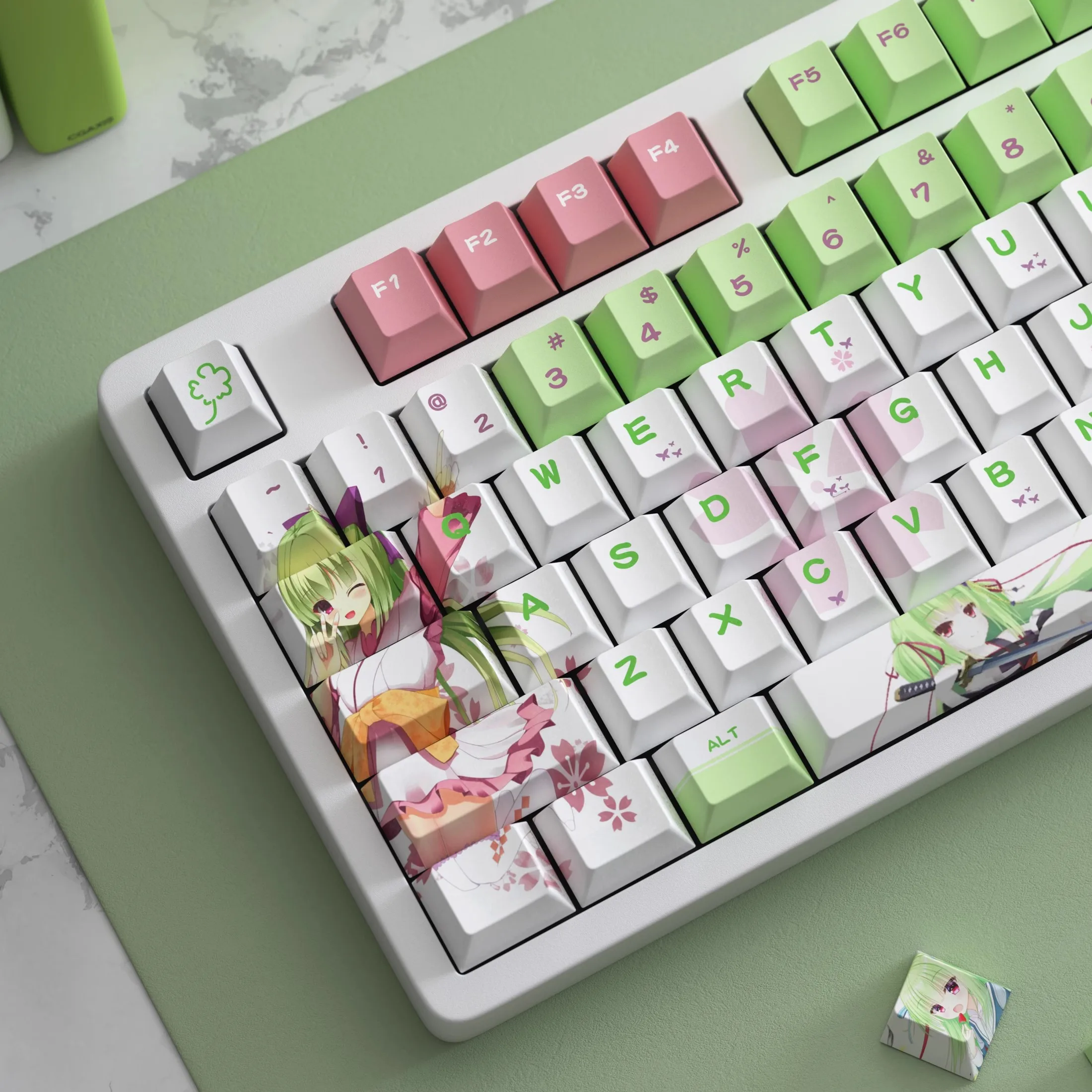 Juego de 125 teclas Senren Banka Murasame, teclas PBT Dye Subbed, teclas de dibujos animados de Anime, perfil de cereza, teclas a prueba de luz para interruptor MX - imagen 5