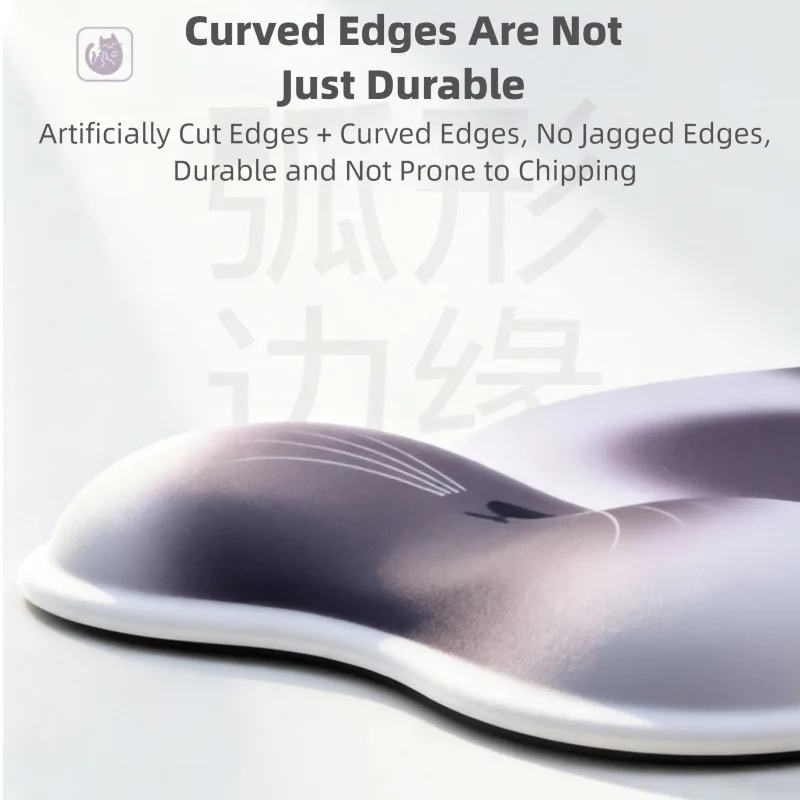 Alfombrilla de ratón ergonómica estilo gato negro Kawaii, espuma viscoelástica, soporte de rebote lento, alivio del dolor, reposamuñecas antideslizante para oficina - imagen 4