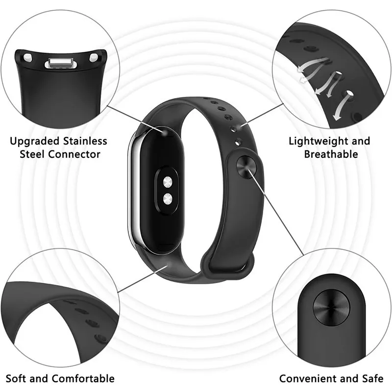 Para Xiaomi Mi Band 10 9 8 Correa NFC accesorios deporte goma silicona cinturón pulsera pulseira correa Xiaomi banda inteligente - imagen 3