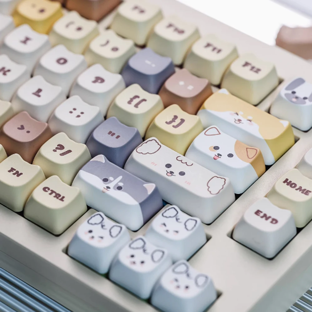 SOULCAT-Juego de teclas con tema de pila de perros, 142 teclas, PBT, sublimación de calor, MAO, teclas personalizadas, interruptor MX, Teclado mecánico para jugadores - imagen 4