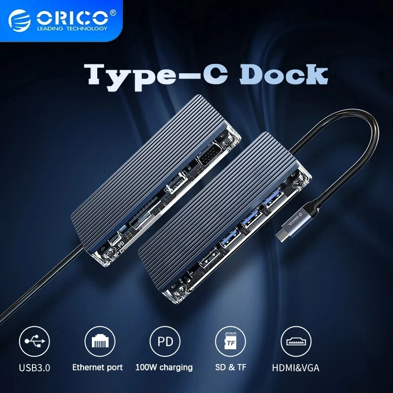 ORICO Multi USB C estación de acoplamiento USB Hub divisor usb c a hdmi convertidor SD/TF PD 100W lector de tarjetas de carga rápida accesorios de pc - imagen 2