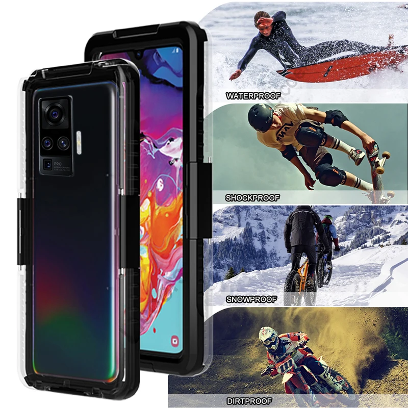 Funda impermeable para Vivo X90, X80, X70, X60, X50 Pro Plus, PC transparente a prueba de golpes, cubierta protectora completa con cordón - imagen 5