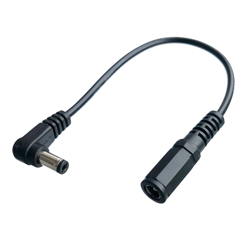DC 5,5 x 2,1 mm macho a hembra 20 cm cable de extensión de alimentación en ángulo de 90 grados - imagen 2