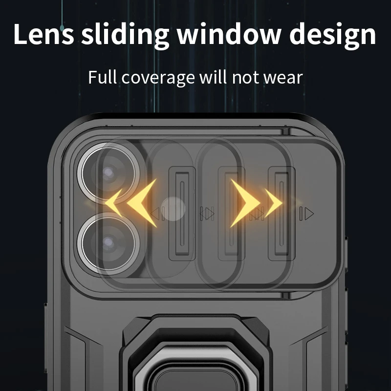 Funda de lujo con soporte de anillo para cámara, carcasa de armadura de grado militar para iphone 13, 14, 15, 16 Pro Max Plus, 16Pro, 15Pro, 13 - imagen 2