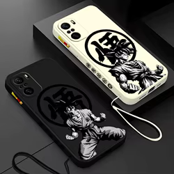D-Dragon Ball Goku Cool Logo Cover para Xiaomi Redmi Note 14 13 12 11 10 9 8 Pro Plus 4G 5G funda de teléfono con cuerda izquierda líquida