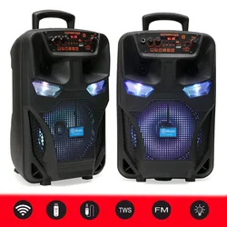 Altavoz portátil inalámbrico con Bluetooth, caja de sonido con Control remoto y micrófono para exteriores, Fiesta en casa, viajes, 1500mAh
