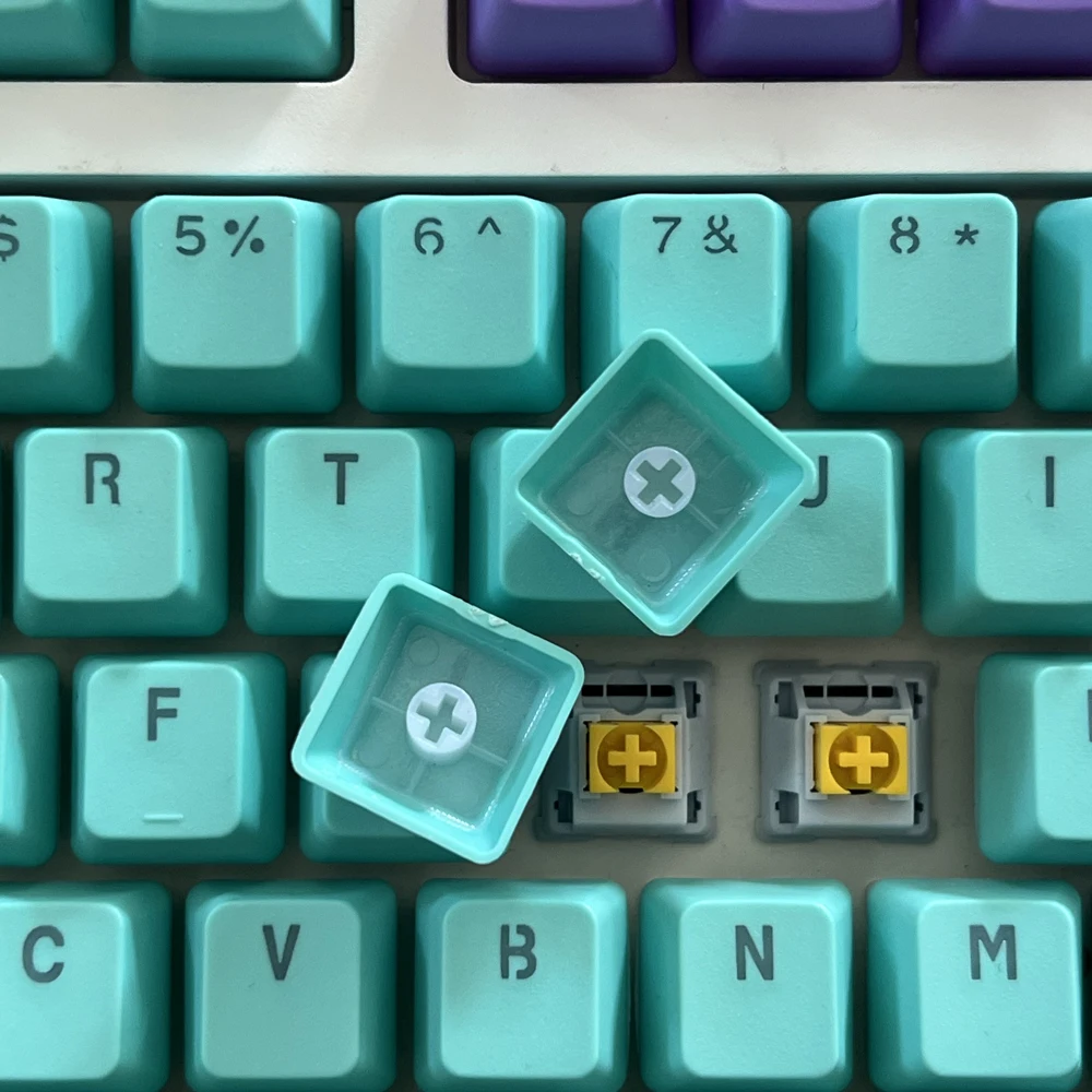 Teclas cian moradas de 106 teclas, teclas retroiluminadas PBT, perfil OEM de dos colores para teclado mecánico MX Switch 61/87/104 - imagen 2
