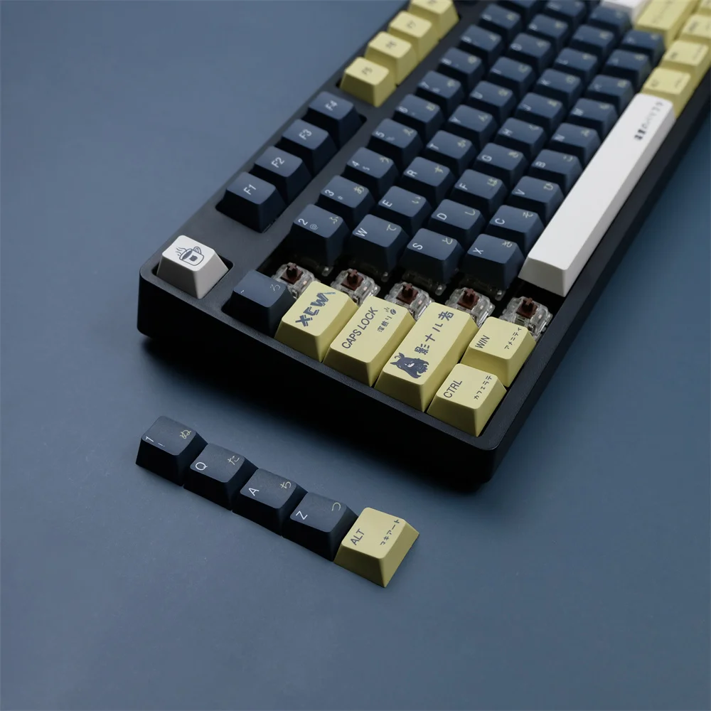 Juego de teclas de gato y café, subcama de tinte de perfil de cereza, casa de té de animación, 128 teclas para interruptor Cherry MX, interruptores TTC Kailh Gateron