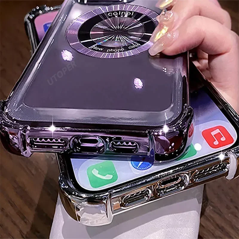 Para IPhone 16 11 12 13 14 15 Pro Max Plus lujosa simplicidad revestimiento trasero a prueba de golpes funda de teléfono cubierta de carga inalámbrica magnética - imagen 4