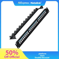 Nataliknk Panel de parcheo UTP RJ45 con barra trasera ajustable