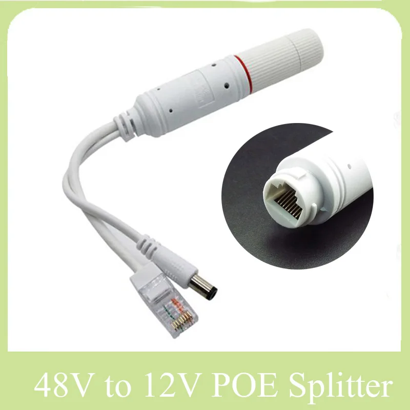 Divisor POE de 48V a 12V, Cable adaptador impermeable, módulo de fuente de alimentación, inyector divisor POE para cámara CCTV