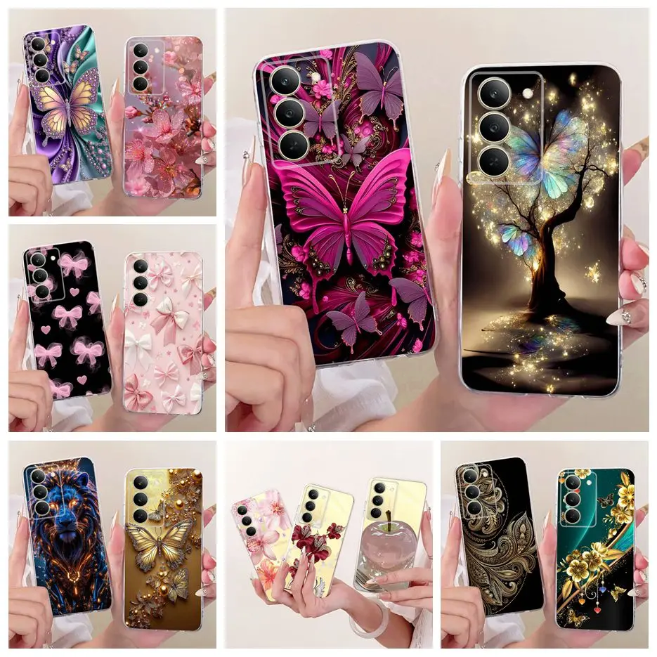 Para Realme 14 14T 14X 5G funda de lujo pintada con mariposa funda de teléfono suave y delgada para Realme 14X 14T Realme14 T Realme14X Fundas