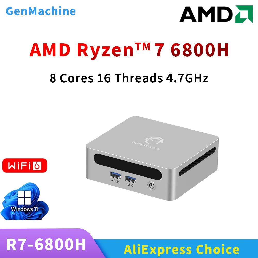 GenMachine Ryzen 6600H 6600U 6800H Mini PC 3,2 GHz-4,7 GHz TDP 45W Windows 11 LPDDR5 16G 6400Mhz WIFI6 Mini ordenador para juegos - imagen 2