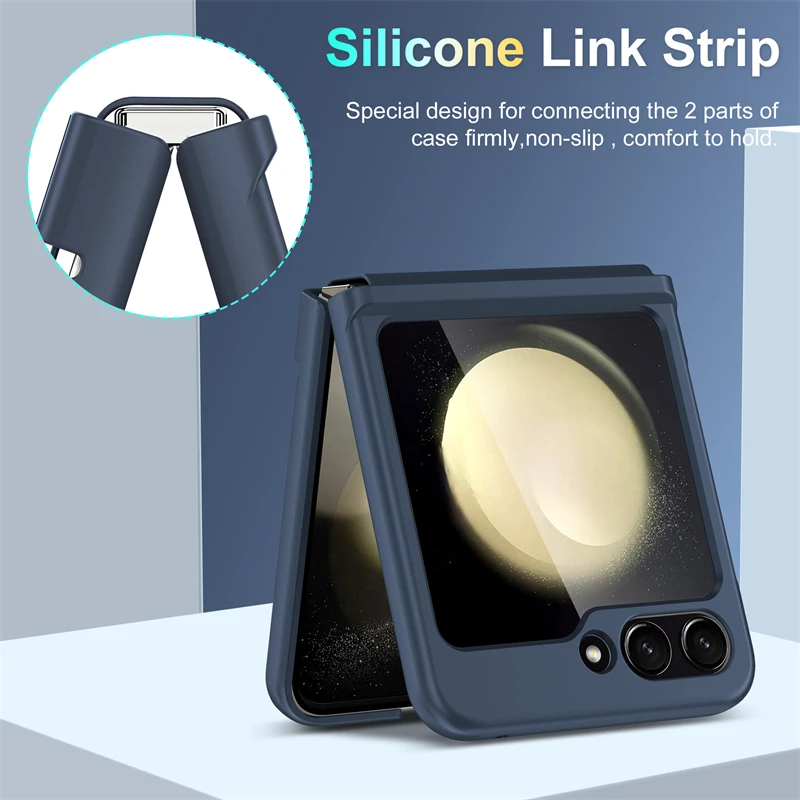 Para Samsung Z Flip 3 4 5 6 funda de teléfono con protección de bisagra y correa elástica ultrafina para Samsung Z Flip 6 5 4 3 cubierta dura a prueba de golpes - imagen 2