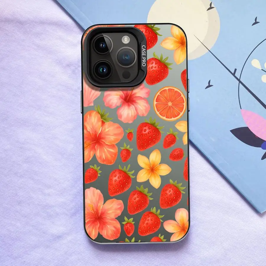 Funda trasera de teléfono para iPhone 12 13 17Air 14 XS 15 Plus 16 17 Pro Max 16e 11 XR patrón de fresa impreso de dibujos animados - imagen 3