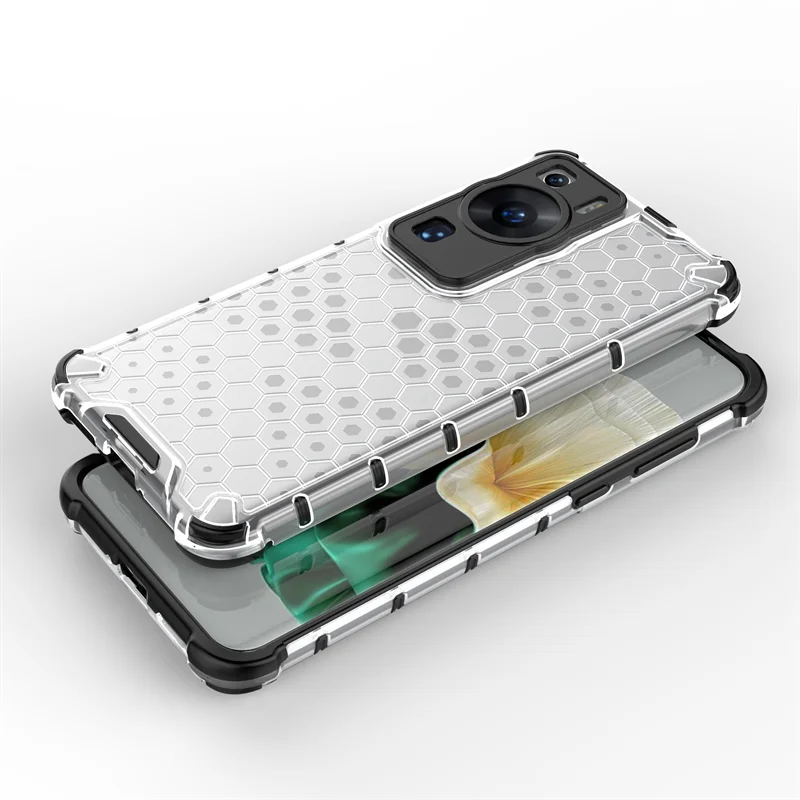 Nido de abeja a prueba de golpes para Huawei P60 funda armadura Huawei P60 Pro cubierta translúcida TPU Protector de PC para Huawei P60 Pro funda - imagen 2