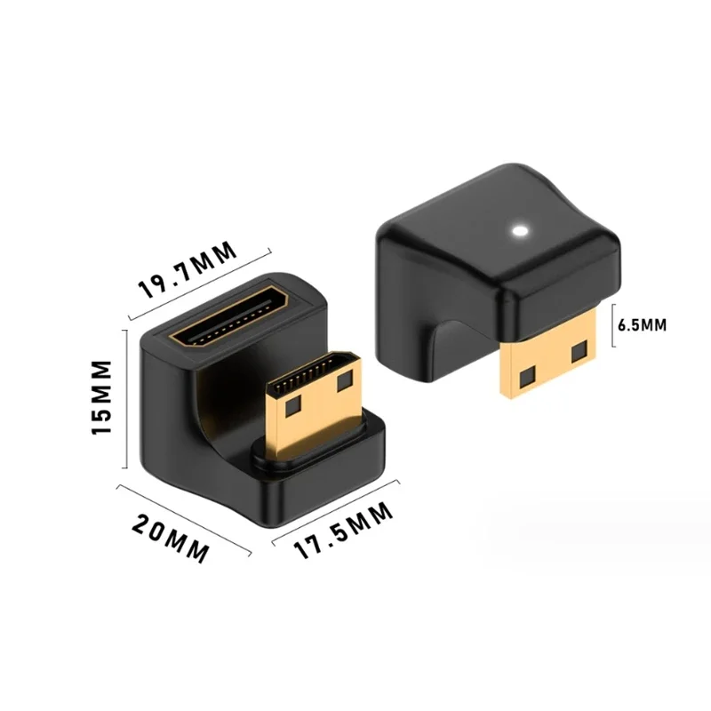 Convertidor L en forma de U en ángulo de 360 grados, Mini HDMI macho a HDMI, extensión hembra de 2,1 V, adaptador 4K 5K 3D UHD 8K 60Hz - imagen 5