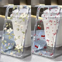 Funda transparente para Realme con estampado de cerezo y lazo