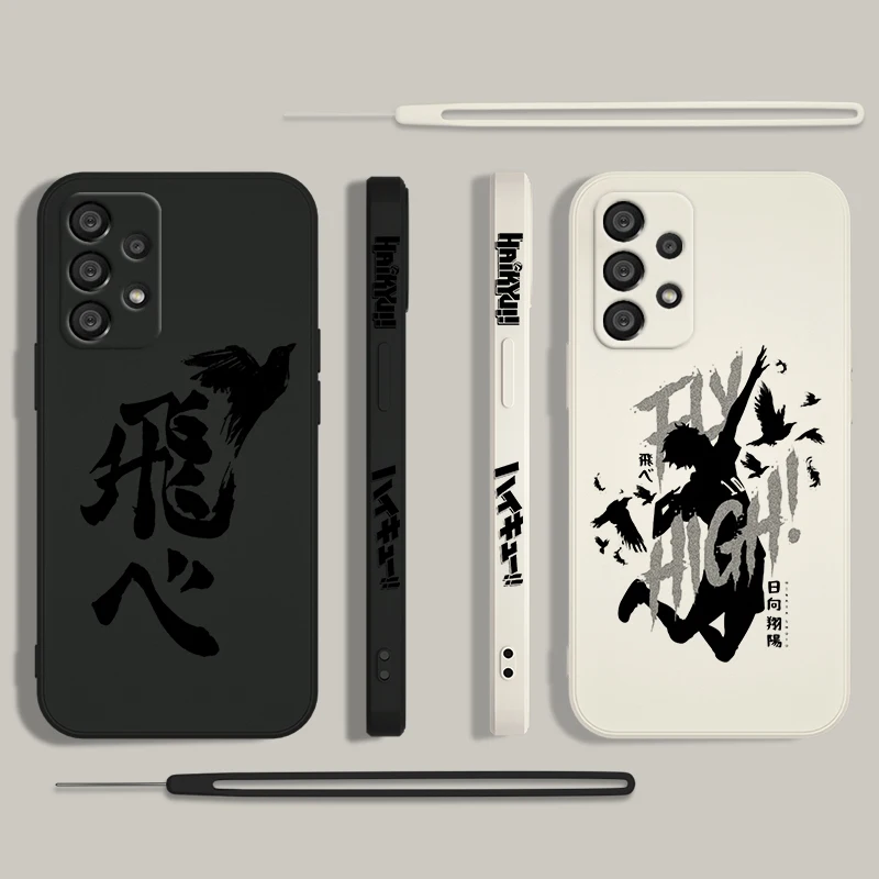 Funda de teléfono con logotipo de Anime haikyuu para Samsung, A55, A53, A33, A52, A32, A71, A51, A21S, A35, A25, 5G, cuerda líquida izquierda - imagen 2