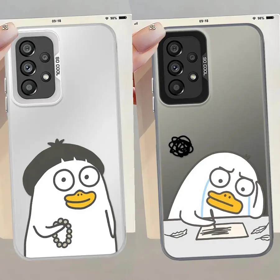 Funda divertida de pato de dibujos animados para Samsung Galaxy A04e A03 A06 A15 A11 A13 A20s A16 A02 A14 A50 A12 funda trasera para teléfono