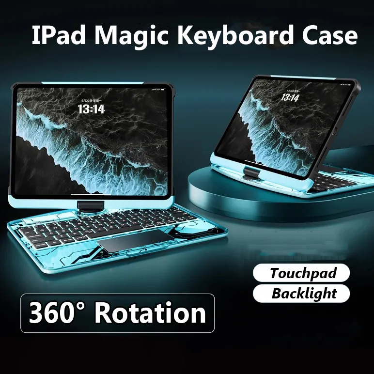 Funda con teclado con panel táctil para IPad 11. a generación A16 2025 7a 8a 9a generación 10,2 Pro11 Air5 Air4 10,9 Air6 10.9 funda retroiluminada con Bluetooth