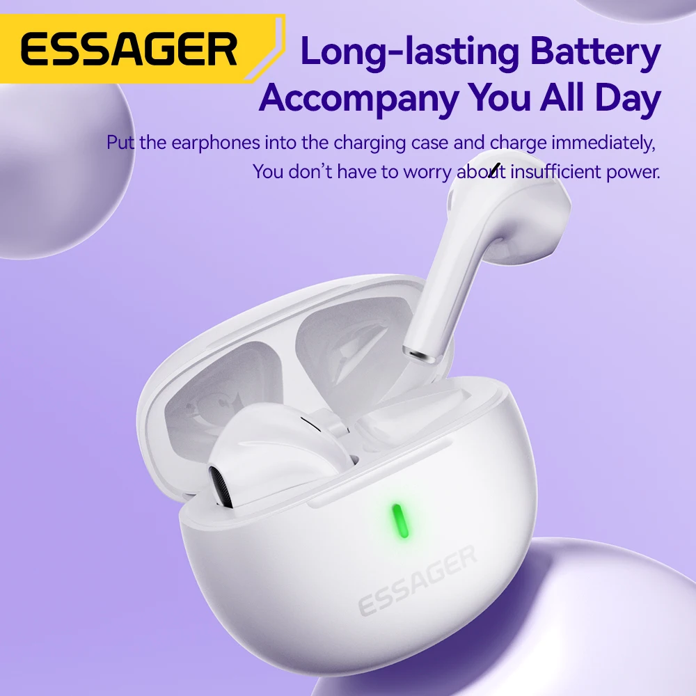 Essager-auriculares inalámbricos TWS, cascos con Bluetooth 5,3, estéreo, BT, Semi-in-ear, con caja de carga, Mini Heaset con micrófono para teléfonos - imagen 5